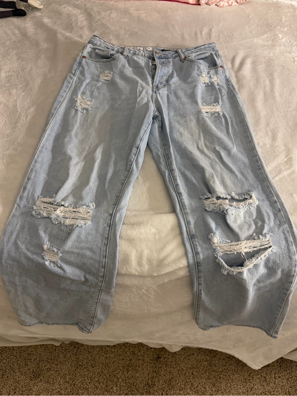 Light Wash Distressed Boyfriend Jeans